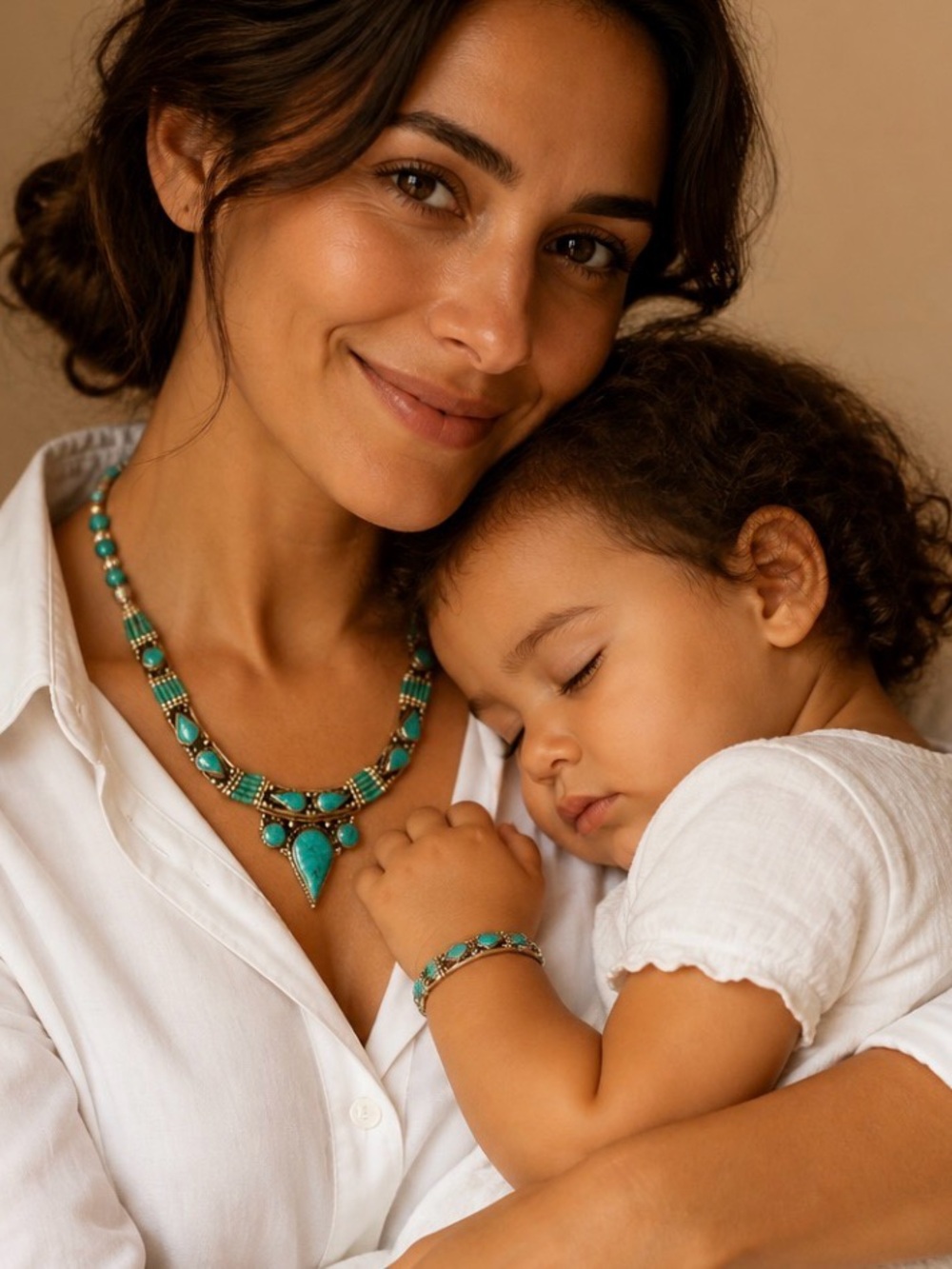 Tibetan Turquoise necklace Silver 925 stamp Statement Necklace -